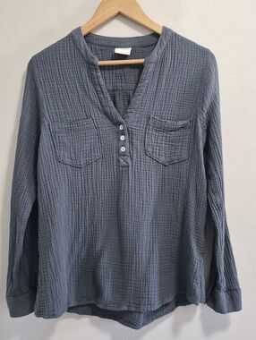 Mote Slub Cotton Blue Pocket Shirt Size Large